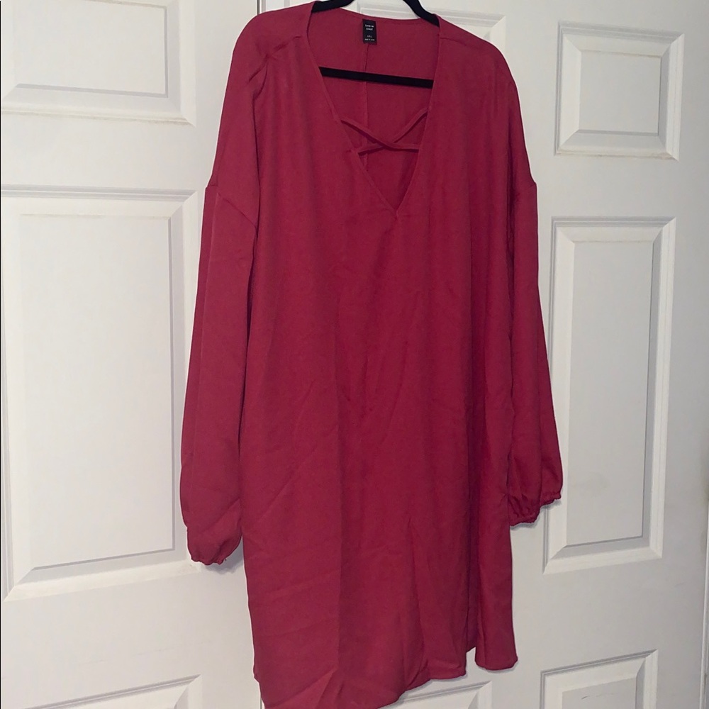 Shein Curve Dark Pink Long Sleeve Dress Size 4XL